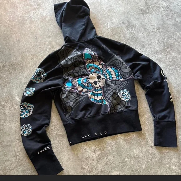 REBEL SPIRIT RARE VINTAGE Zip-Up Hoodie with INSANE GRAPHICS ON IT!! L - Picture 5 of 8